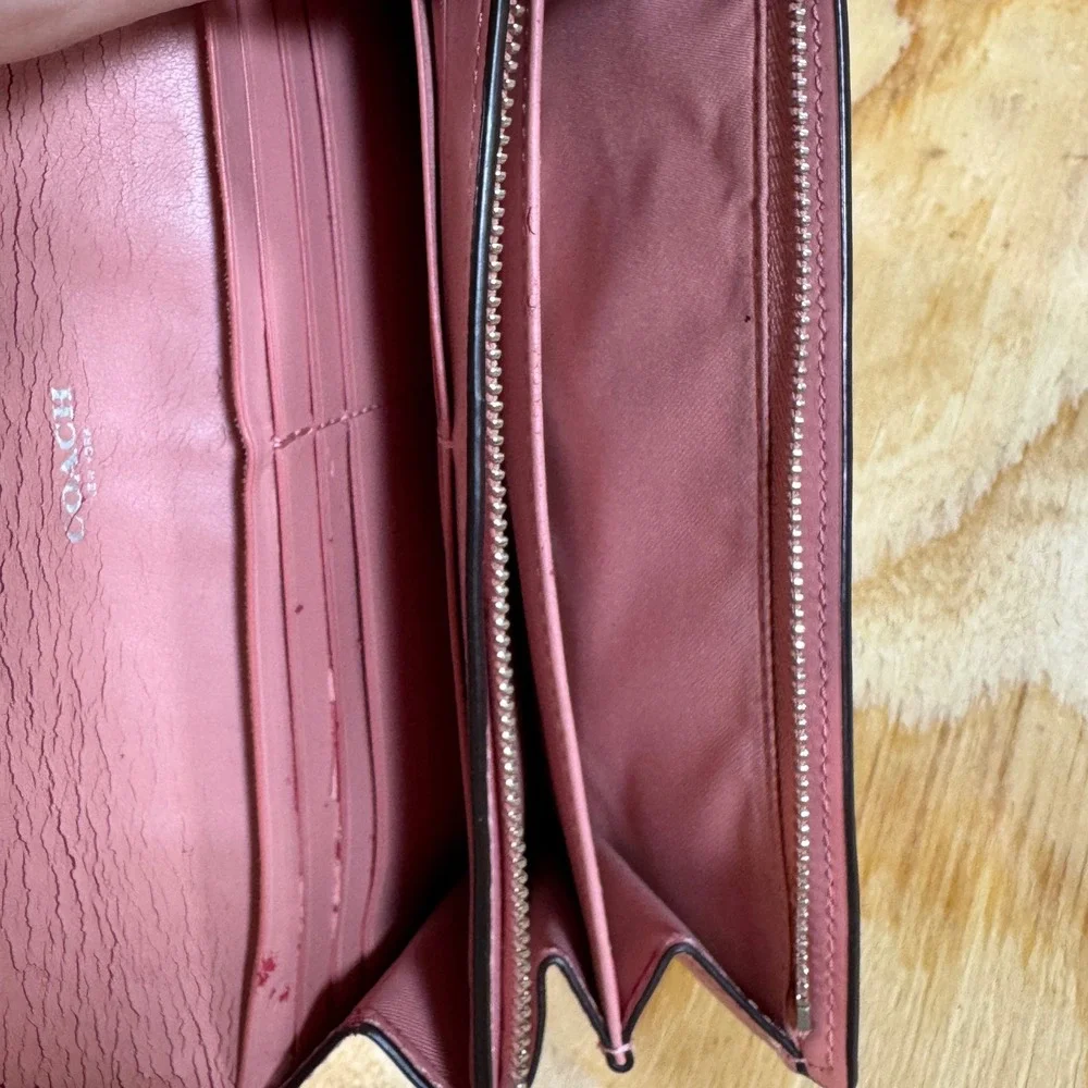 COACH‎ Long Wallet Signature Canvas F54022 Beige Light Pink